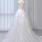 A-Line Tulle Lace ivory Long Prom Dress Formal Dress Off Shoulder Wedding Dress
