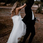 Backless Tulle Wedding Dresses A-line Appliqued Bridal Gowns Floor Length Beautiful