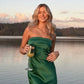Strapless Blue Long Prom Dress Party Evening Gown Off Shoulder Formal Dress