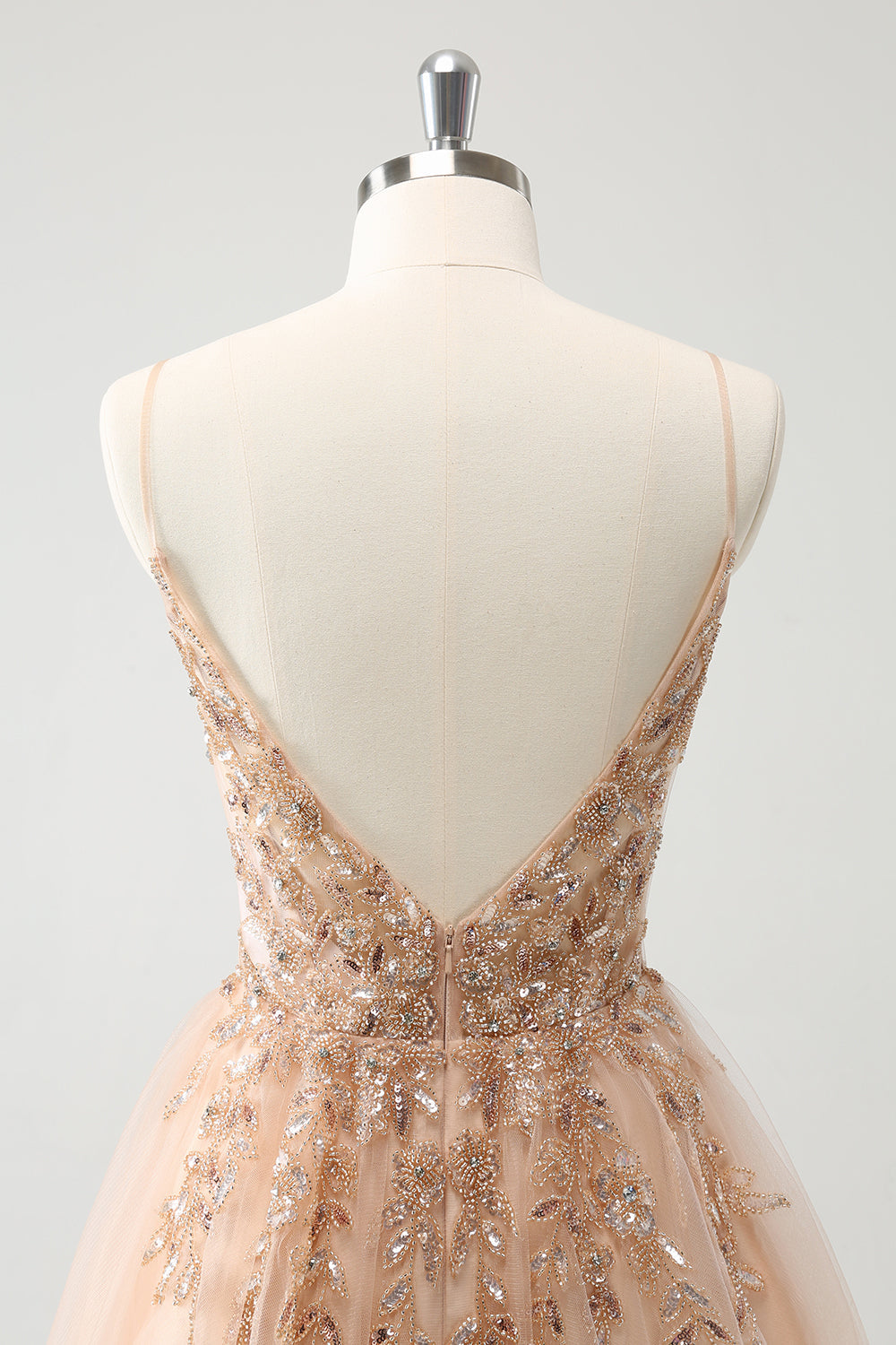 Blush A Line Sequined Spaghetti Straps Tulle Homecoming Dress Party Dress