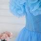 Elegant Prom Dresses Off The Shoulder Tulle A Line Slit With Flowers Floor Length Solid Color