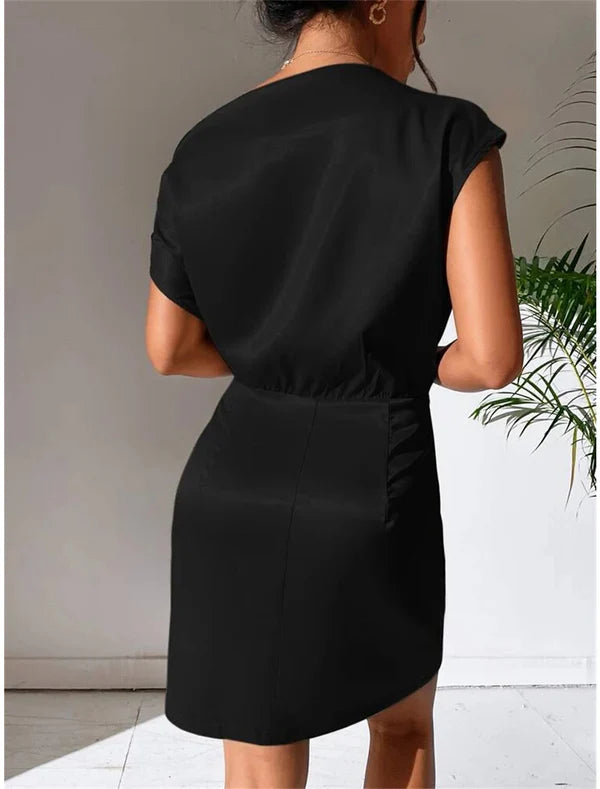 Women's Party Dress Cocktail Dress Wedding Guest Dress Mini Dress Black Pink Red Sleeveless Plain Ruched Spring Fall Winter One Shoulder Formal Wedding Guest Vacation