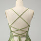 Sparkly Light Green Sequins Corset Homecoming Dress Short Party Dress