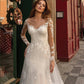 Modern Long Sleeves Mermaid Lace Ivory Wedding Dresses Beautiful