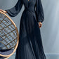 A-Line V-Neck Mother Of The Bride Dresses Long Sleeve Floor Length Evening Dress