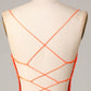 Bodycon Spaghetti Straps Orange Sequins Short Homecoming Dress Sparkly Party Dress