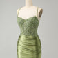 Sparkly Light Green Sequins Corset Homecoming Dress Short Party Dress