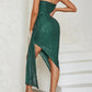 Green Sequins Strapless Cocktail Dress with Ruffles Sparkly Party Dress