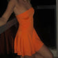 Simple A-Line Strapless Layered Short Summer Dress Lovely Homecoming Dress Charming Birthday Party Dress