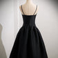 Black A-Line Satin Short Prom Dress Homecoming Dress Solid Color Party Dress