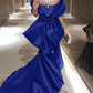 Mermaid / Trumpet Evening Gown Elegant Dress Formal Court Train Half Sleeve Off Shoulder Satin with Bow(s)