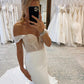 Charming Mermaid Off the Shoulder Satin Long Wedding Dresses with Sequins Sparkly