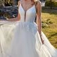 Sweetheart Sleeveless Sweep Train Tulle Wedding Dresses With Lace Floor Length