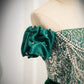 A-Line Velvet Sequin Beads Green Long Prom Dress Evening Dress Elegant