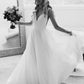 Elegant A-Line V Neck White Chiffon Wedding Dress with Appliques Beautiful