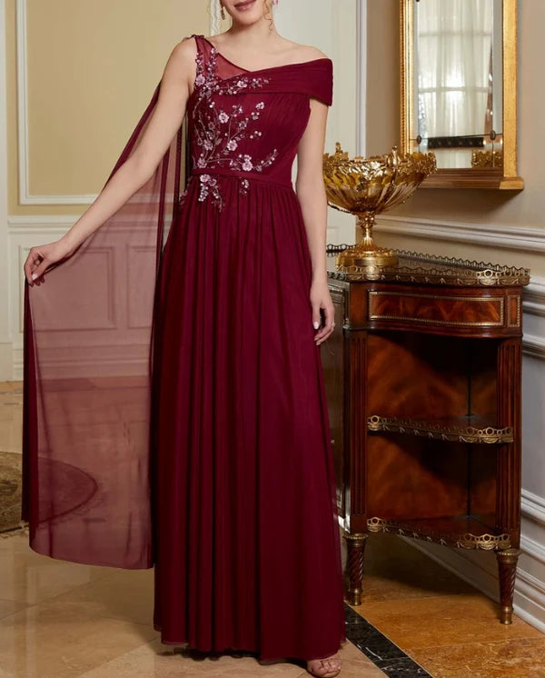 A-Line Princess Tulle Sequins Mother of the Bride Dress Evening Dresses Wedding Guest Party Dresses Elegant