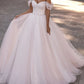 Vintage Tulle Wedding Dress Off Shoulder With Sleeves Floor Length Elegant Sexy