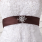 A-Line Wedding Dresses Strapless Chapel Train Lace Satin Tulle Strapless with Sashes Ribbons Bow(s)