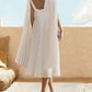 A-Line/Princess V-Neck Floor-Length Tea-Length Cocktail Dress With Watteau Train Elegant