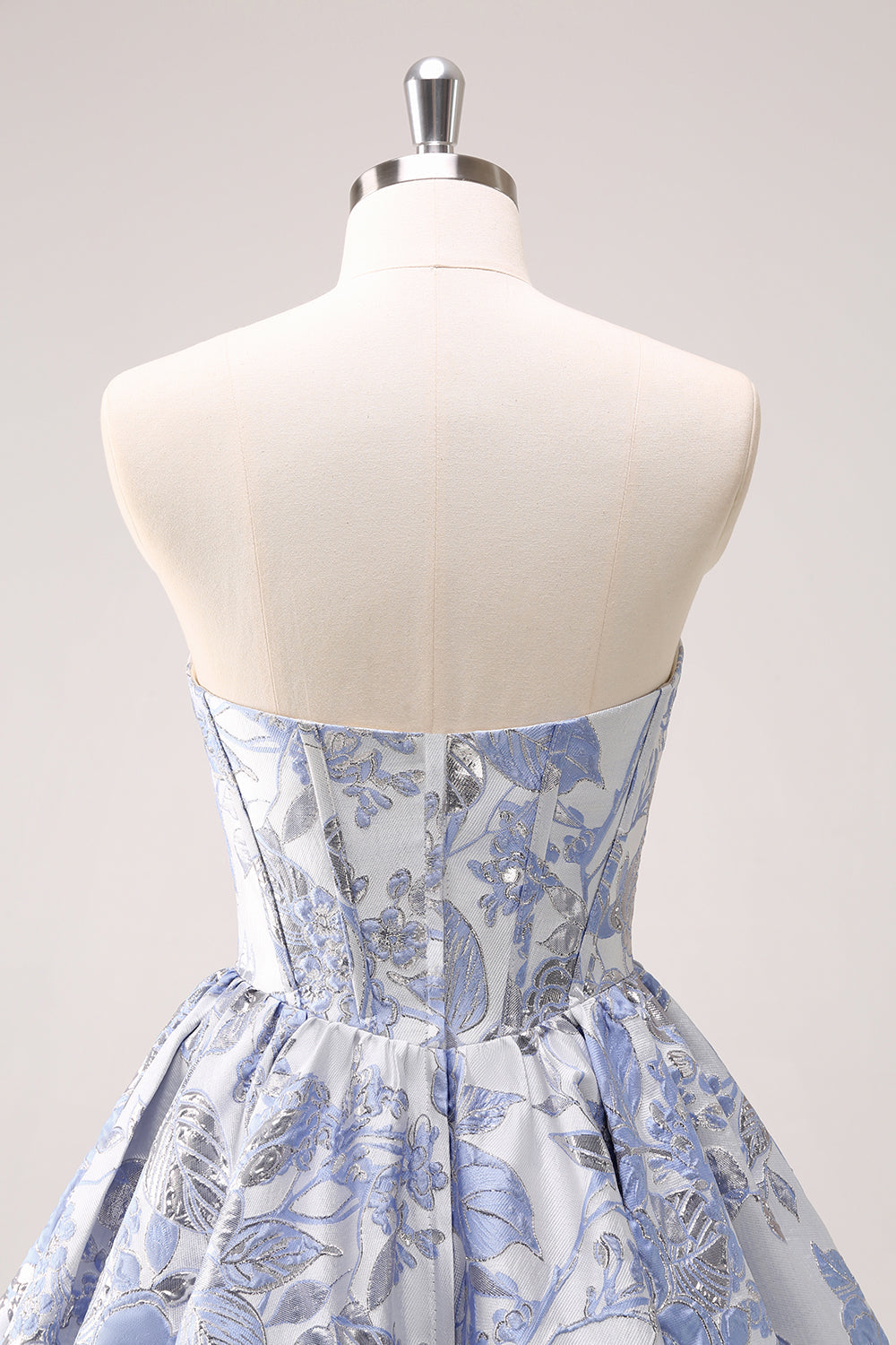 A Line Blue Corset Strapless Ruffles Floral Short Homecoming Dress Sexy Party Dress