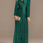 Mermaid/Trumpet V-Neck Long Sleeves Floor-Length Party Cocktail Dress With Sequins Sparkly Evening Dress