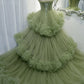 A-line Sweetheat Pleated Tulle Prom Dress Green Floor Length Beautiful