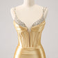 Gorgeous Golden Bodycon Corset Short Metallic Homecoming Dress with Sequins Sexy Party Dress