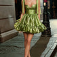 A-Line/Princess Off-The-Shoulder Sleeveless Short/Mini Party Dance Cocktail Homecoming Dress With Ruffles Green