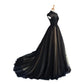 Elegant High Neck Prom Dress Black Formal Dress A Line Floor Length Evening Dress