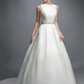 Ball Gown Wedding Dresses Bateau Neck Court Train Lace Satin Regular Straps Formal Backless with Lace Sash Ribbon