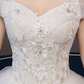Ball Gown Wedding Dresses Off Shoulder Chapel Train Organza Cap Sleeve Formal Elegant with Crystals