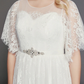 A-Line Wedding Dresses Illusion Neck Jewel Neck Floor Length Lace Tulle Half Sleeve Formal Boho Little White Dress See-Through with Beading Lace