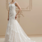 Wedding Dresses Square Neck Court Train Lace Over Tulle Regular Straps Wedding Dress in Color Floral Lace See-Through with Buttons Sequin