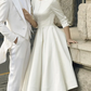 A-Line Wedding Dresses Jewel Neck Tea Length Satin Half Sleeve Simple Vintage Little White Dress with Buttons