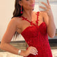 Hot Mermaid Halter Lace Prom Dresses With Appliques Floor Length Beautiful