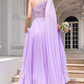 Hot Selling Purple One Shoulder Prom Dresses Zipper Up With Bead Sexy Evening Dresses
