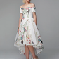 Ball Gown Elegant Floral High Low Cocktail Party Prom Valentine's Day Dress Off Shoulder Short Sleeve Asymmetrical Polyester