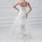 A-Line Wedding Dresses One Shoulder Court Train Organza Satin Spaghetti Strap with Pick Up Skirt Ruched