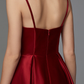 A-Line Hot Homecoming Cocktail Party Valentine's Day Dress V Neck Sleeveless Short Mini Satin