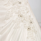 Ball Gown Wedding Dresses V Neck Chapel Train Taffeta Half Sleeve See-Through with Ruched Beading