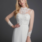 A-Line Wedding Dresses High Neck Court Train Chiffon Lace Long Sleeve Vintage Plus Size Backless with Lace