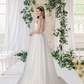 A-Line Wedding Dresses V Neck Court Train Lace Tulle Sleeveless Romantic Simple