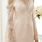 Wedding Dresses Plunging Neck Sheer Lace Long Sleeve Wedding Dress in Color Open Back Floral Lace with Bow(s)