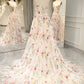 A-Line Prom Dress with Embroidery Flower Tulle Sweetheart Long With Flowers