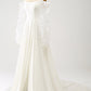 Ivory A Line Off The Shoulder Bridal Dress With 3D Butterflies Long Sleeves Sexy