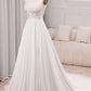 Ivory A Line Square Neck Corset Court Train Bridal Dress With Slit Long