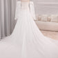 Ivory A Line Sweetheart Long Sleeves Chapel Train Wedding Dresses With Fringe Off Shoulder