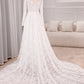 Ivory A Line Square Neck Corset Lace Chapel Train Bridal Dresses With Long Sleeves Beautiful