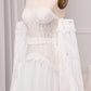Ivory A Line Sweetheart Long Sleeves Chapel Train Wedding Dresses With Fringe Off Shoulder