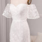Ivory Mermaid Sweep Train Bridal Dress With Short Sleeves Off Shoulder